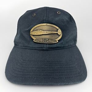Fersten Worldwide P-38 Lightning Fighter Airplane Hat Cap Brass Emblem Black